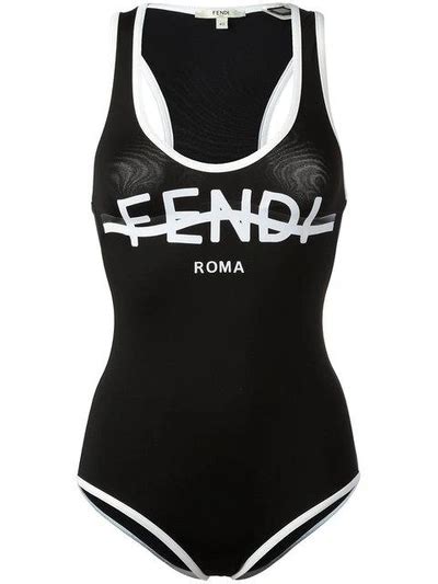 fendi women's white wavy logo roma print swimsuit|Fendi Wavy Logo Print Swimsuit .